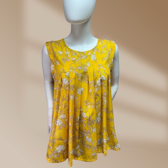 Merona Women's Set of 2 Floral Tops Yellow & White Size Medium NWOT - Picture 2 of 7